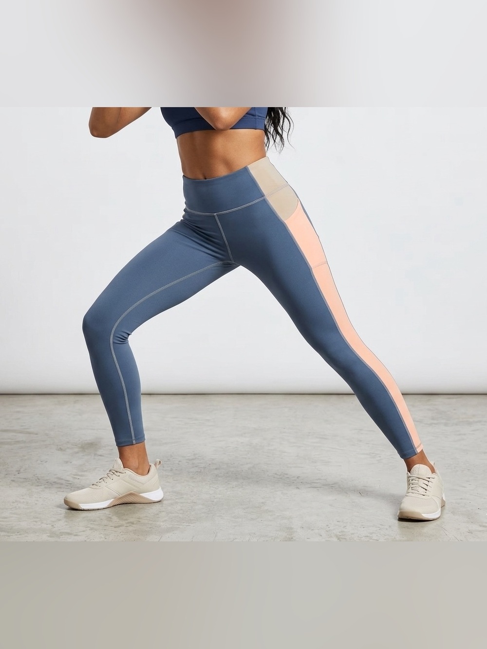 Avia Blue pocket Leggings full length Peach Side Panels XXL